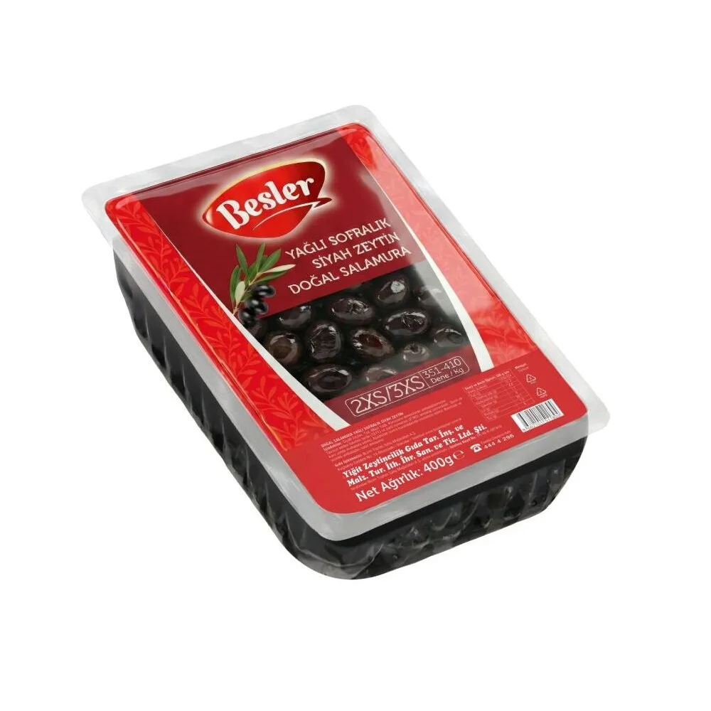 Besler Yağlı Sofralık Siyah Zeytin Doğal Salamura (351-410) 400 g
