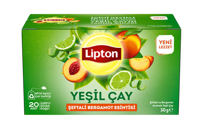 Lipton Şeftali Bergamot Aromalı Yeşil Çay 27 gr