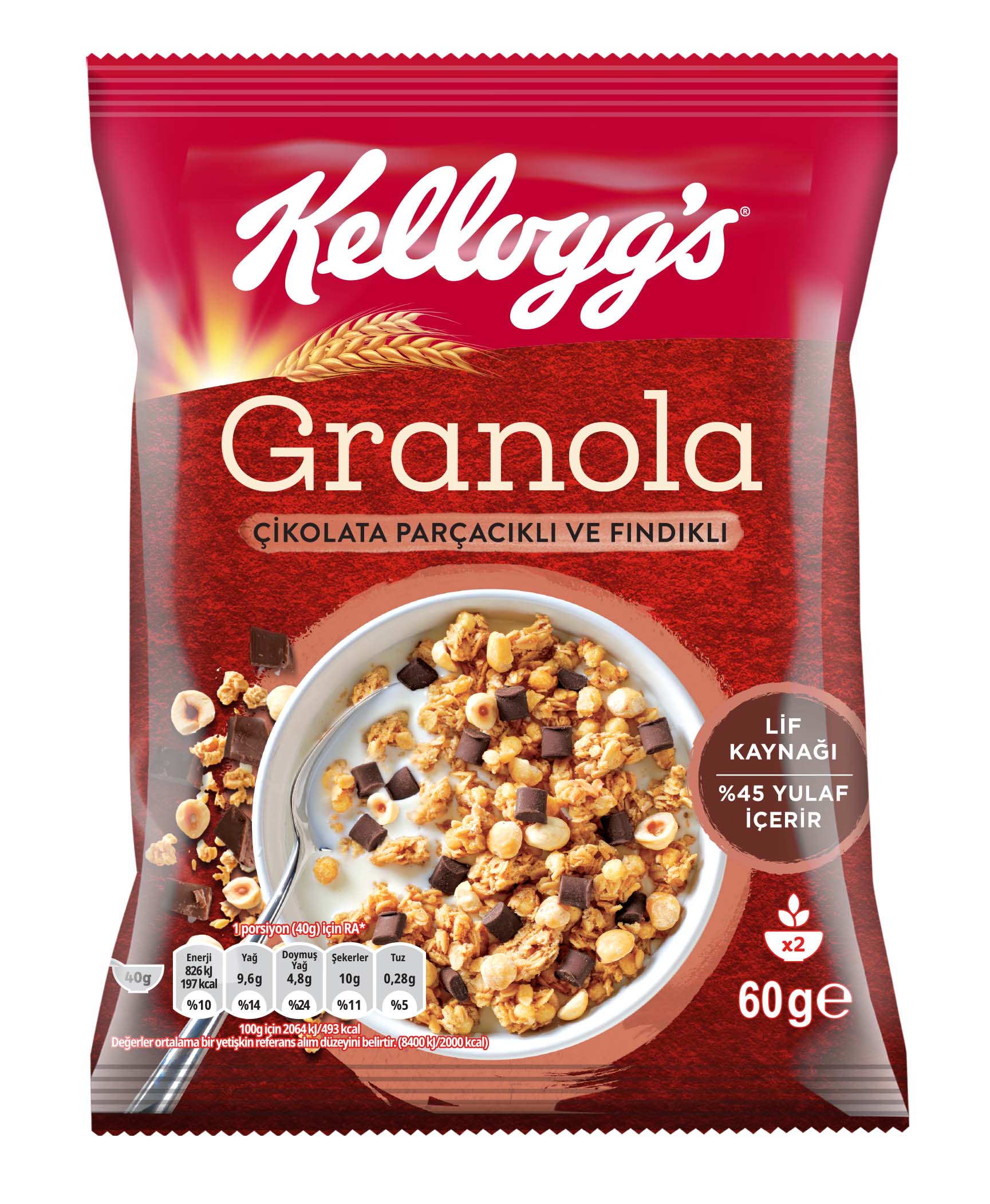Kellogg s Granola Çikolata Parçacık Fındık 60 Gr
