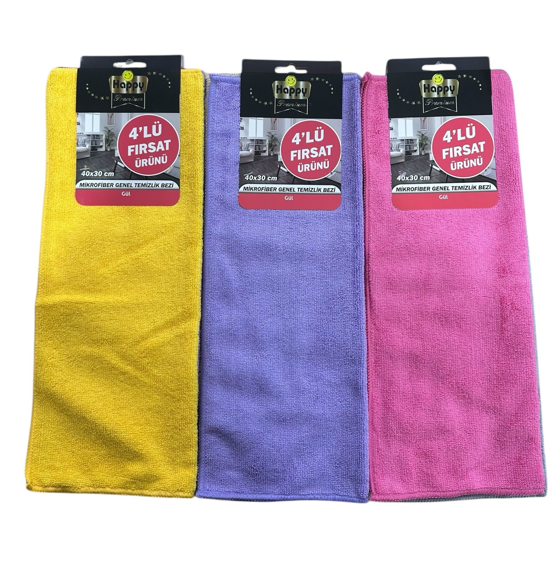 Happy Premium M.Fiber Temizlik Bezi 4lü 40*30 Cm