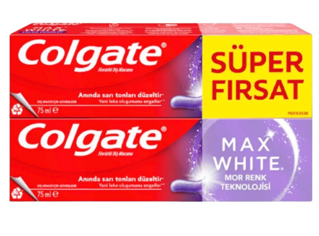 Colgate Max White Purple Reveal Diş Macunu75 Ml x2