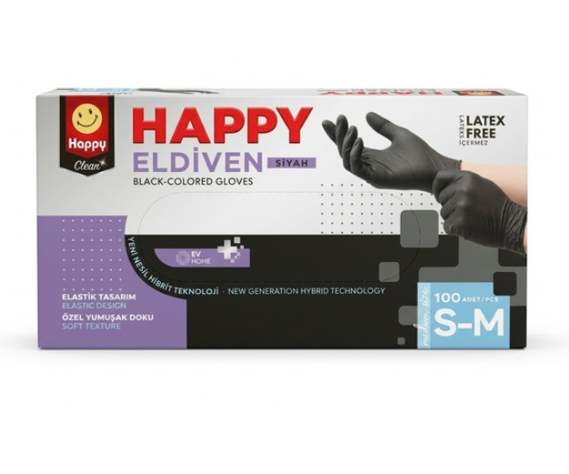 Happy Clean Flex Siyah 100Lü Eldiven S-M