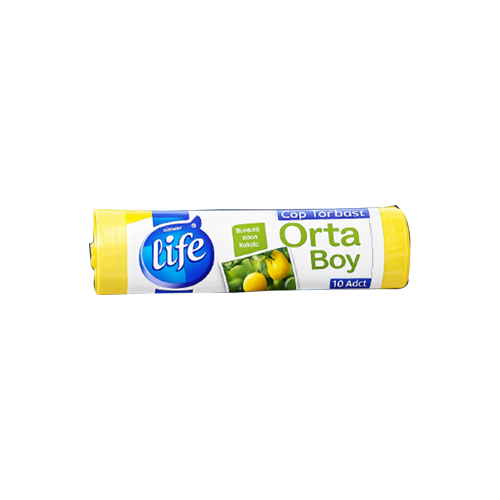 Life Çöp Torbası Büzgülü Orta Boy Limon Kokulu55X60 Cm 10 Lu