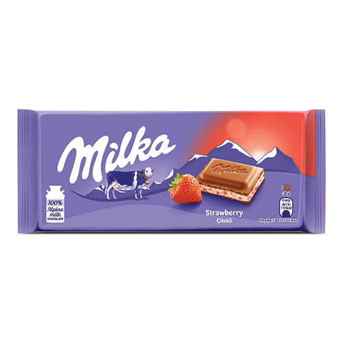 Milka Çilek Aromalı Yoğurt Dolgulu (50%) Sütlü Çikolata 100 gr