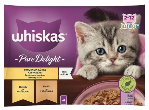 Whiskas 4'lü Pure Delight Yavru Kedi Maması Kümes Hayvanlı 340 gr