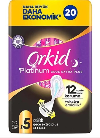 Orkid Platinum Dörtlü Gece Extra Plus 20 Li
