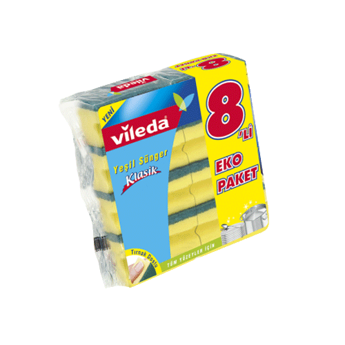 Vileda Oluklu Yeşil Sünger 8li