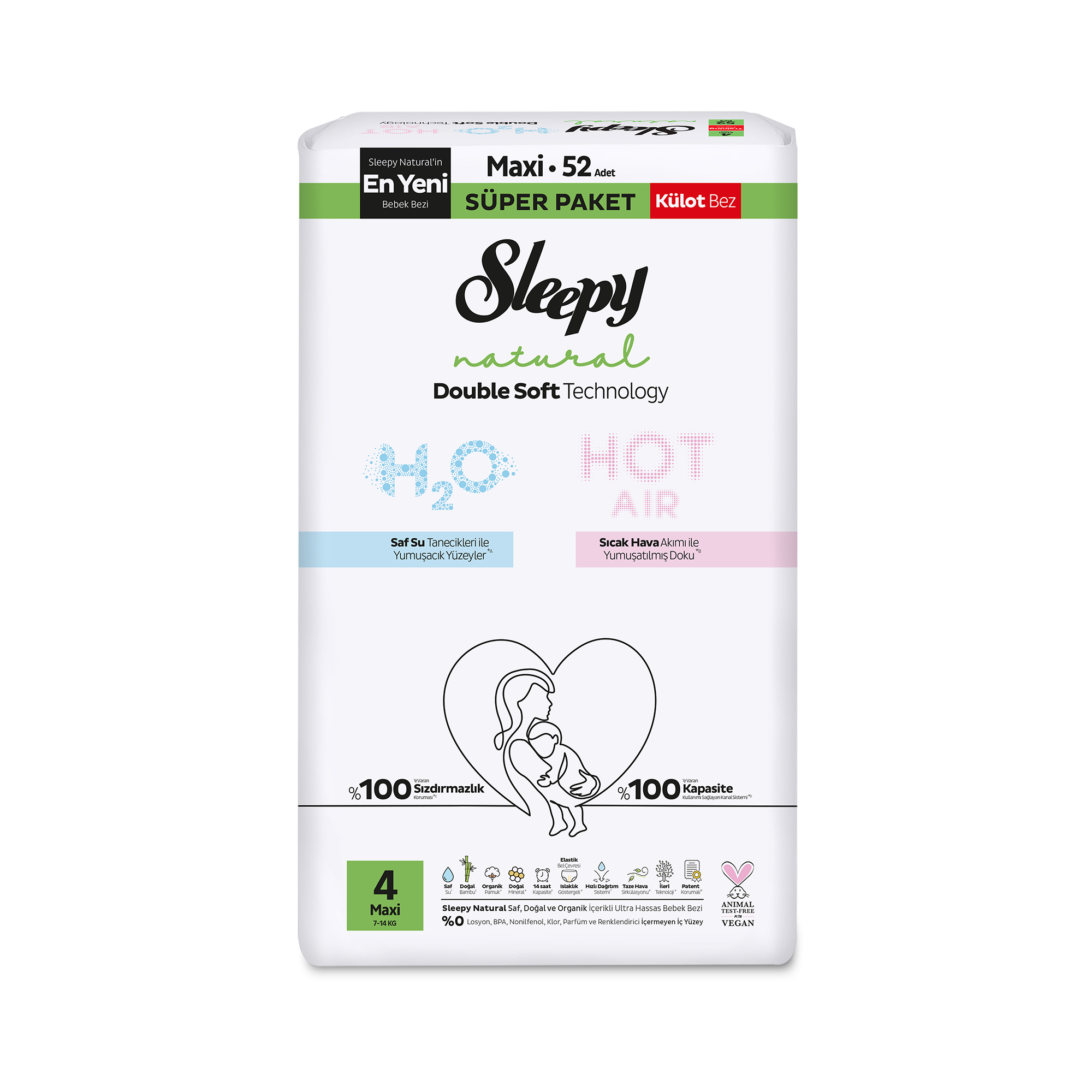 Sleepy Natural Double Soft 2'li Jumbo Külot Maxi 52