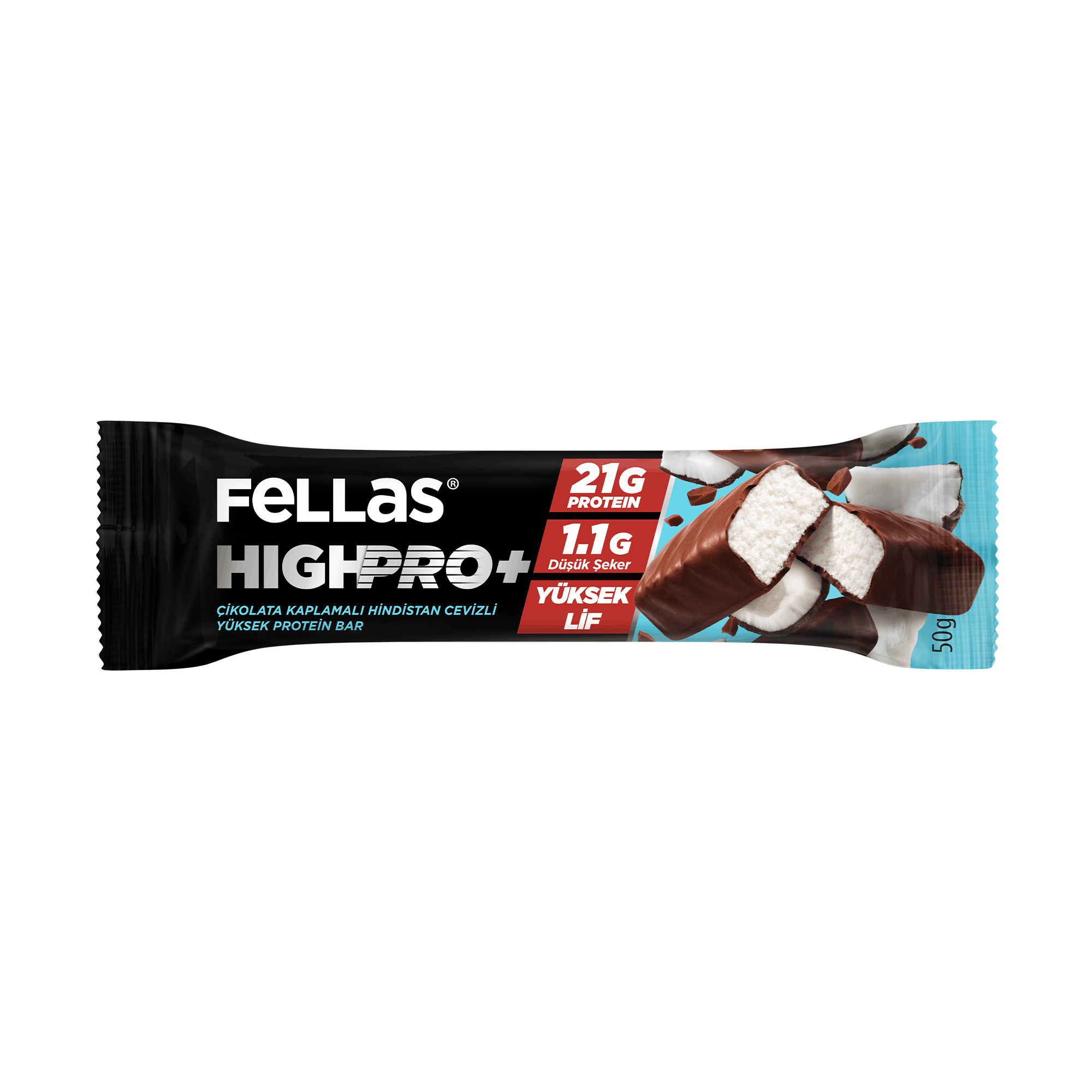 Fellas Çikolata Kaplı HighPro+ Protein Bar Hindistan Cevizli