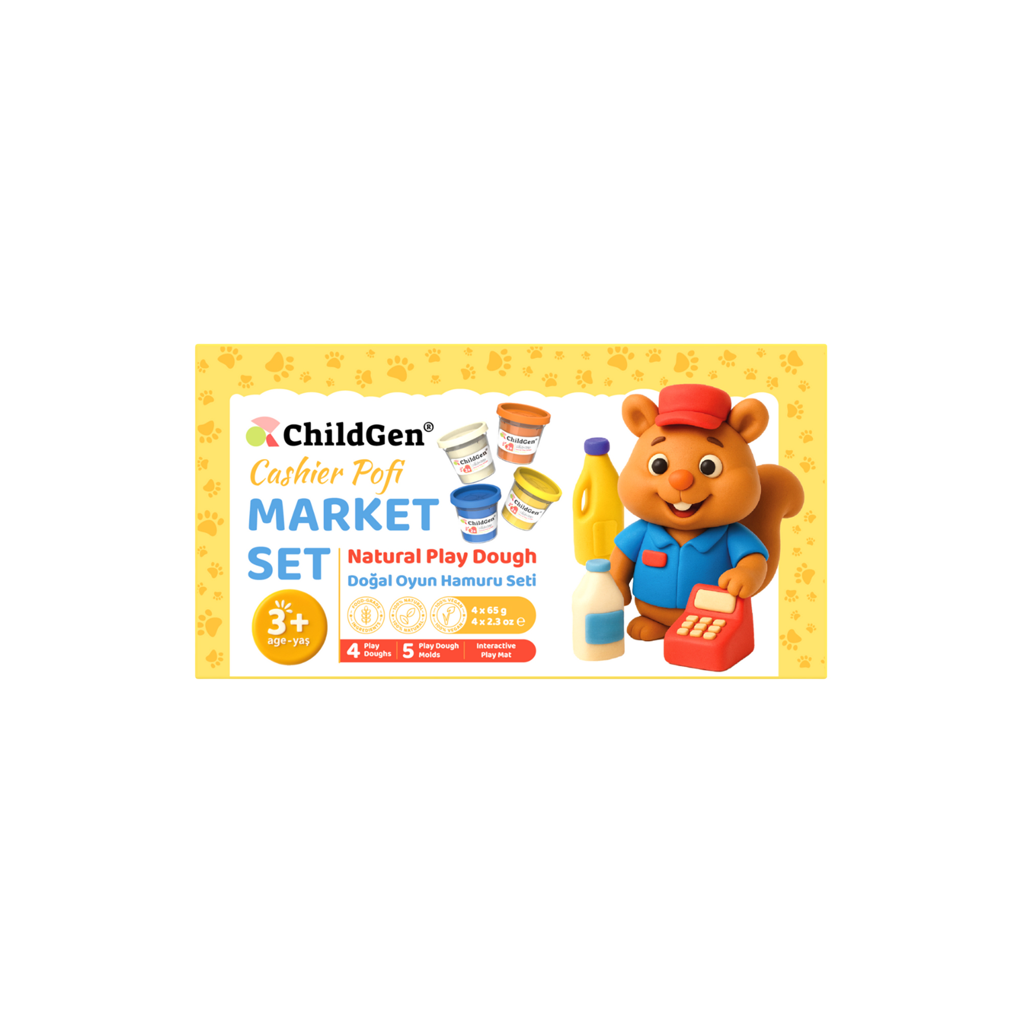 ChildGen Doğal Oyun Hamuru Sevimli Patiler Serisi Market Set