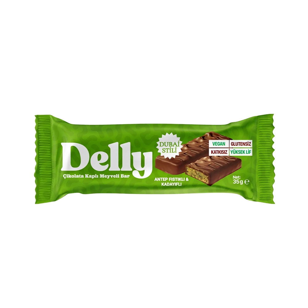 Delly Antep Fıstıklı Çikolata Kaplı Meyveli Bar 35G