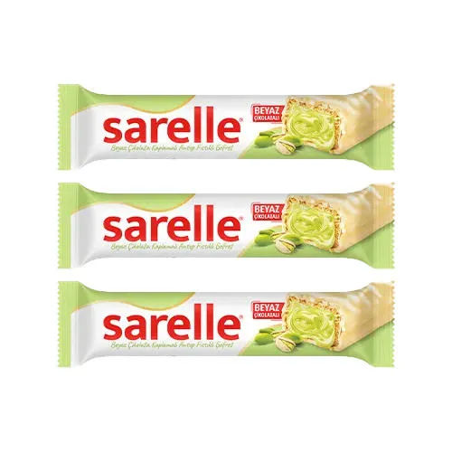 Sarelle Beyaz Çikolata Kaplı Antep Fıstıklı Gofret