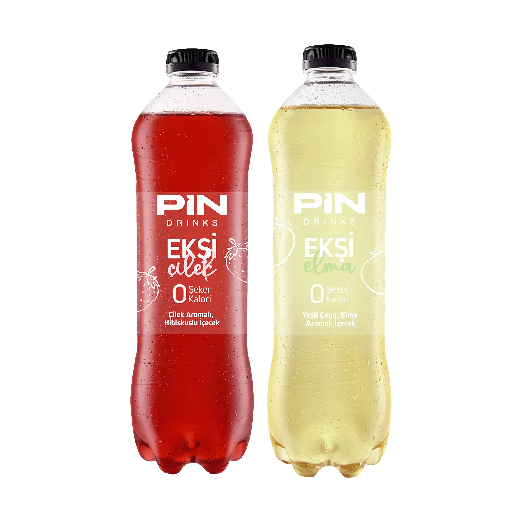 Pin Ekşi Çilek Hibiscuslu Aromalı İçecek & Pin Ekşi Elma Yeşil Çay Aromalı İçecek