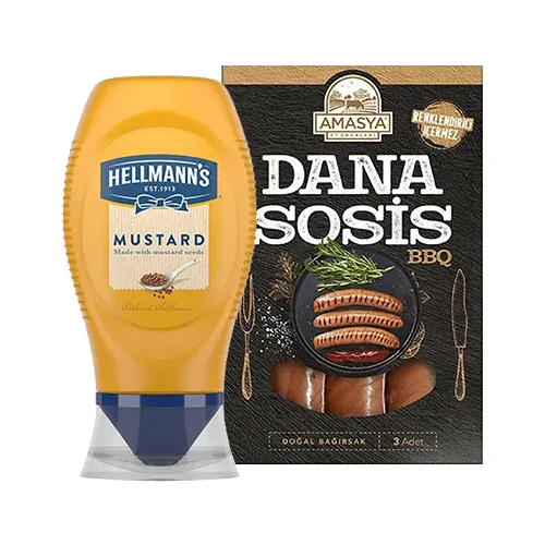 Hellmann's Hardal & Amasya Et Ürünleri Dana BBQ Sosis ikilisi
