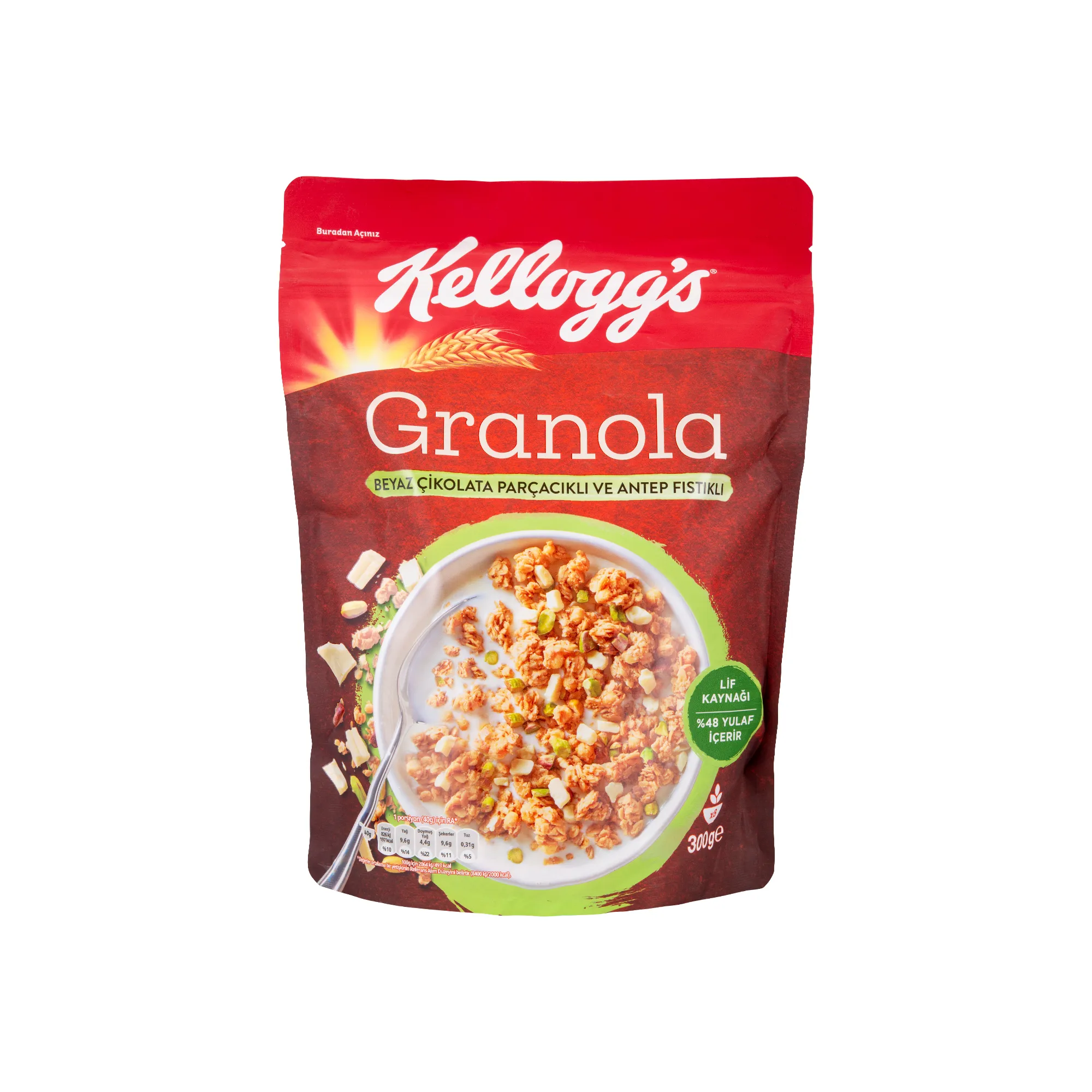 Kellogg's Granola Beyaz Çikolatalı ve Antep Fıstıklı
