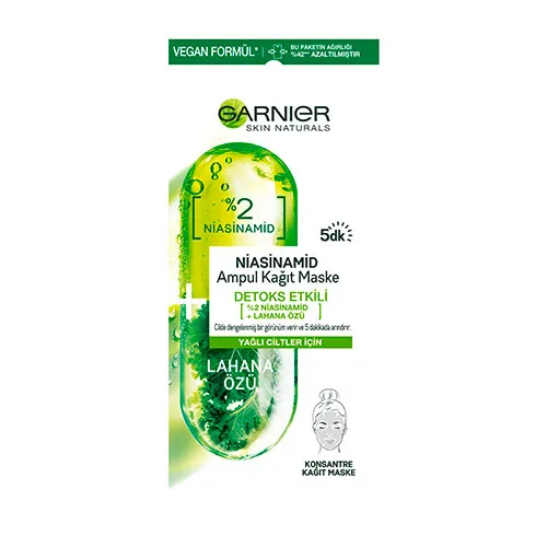 Garnier Niasinamid Detoks Etkili Ampul Kağıt Yüz Maskesi