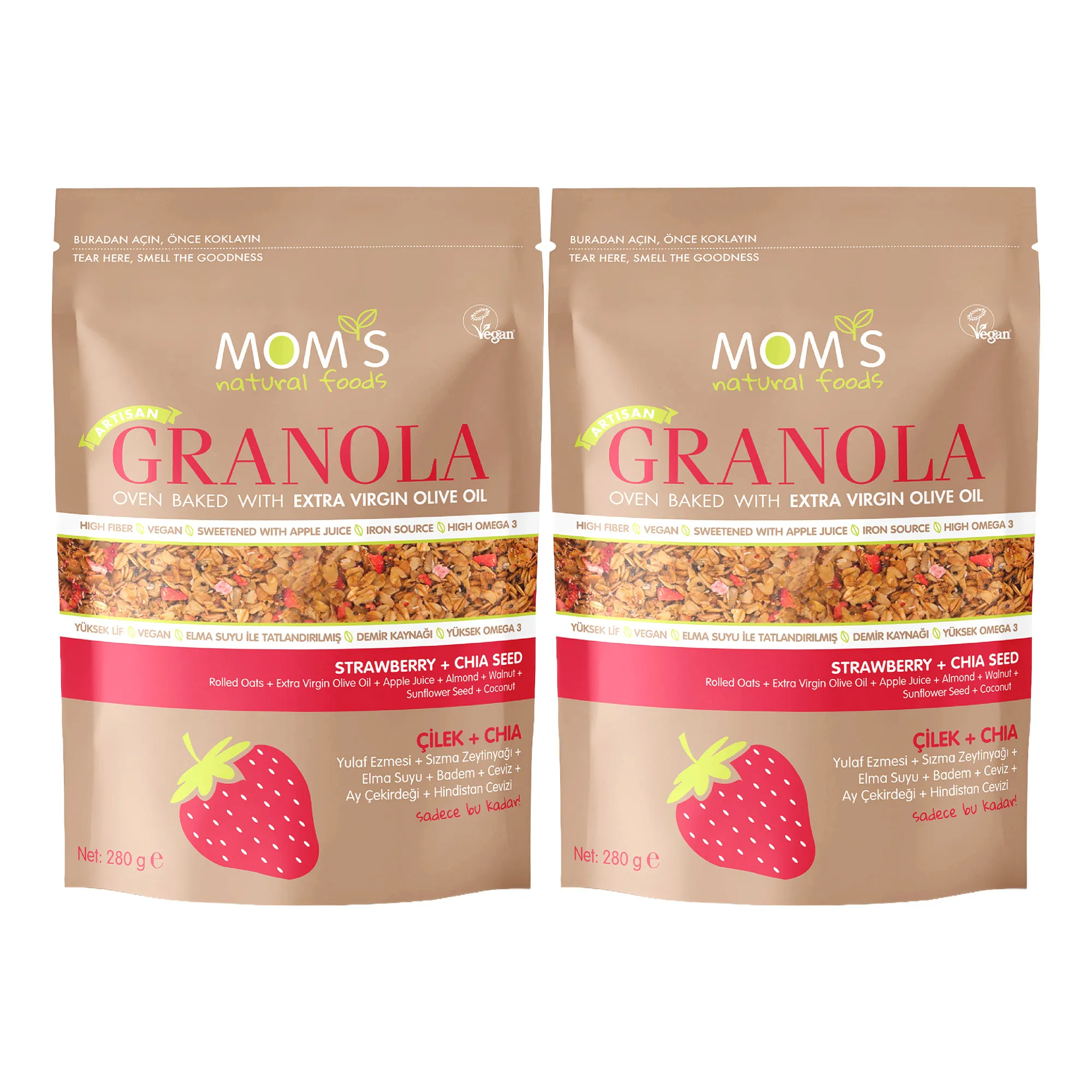 Mom's Natural Foods Çilek & Chia Granola