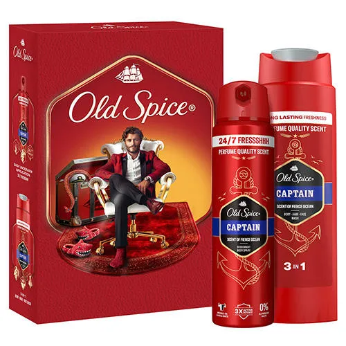 Old Spice Gentleman Hediye Seti: Captain Deodorant Sprey & Duş Jeli