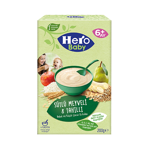 Hero Baby Sütlü Meyveli 8 Tahıllı Ek Besin