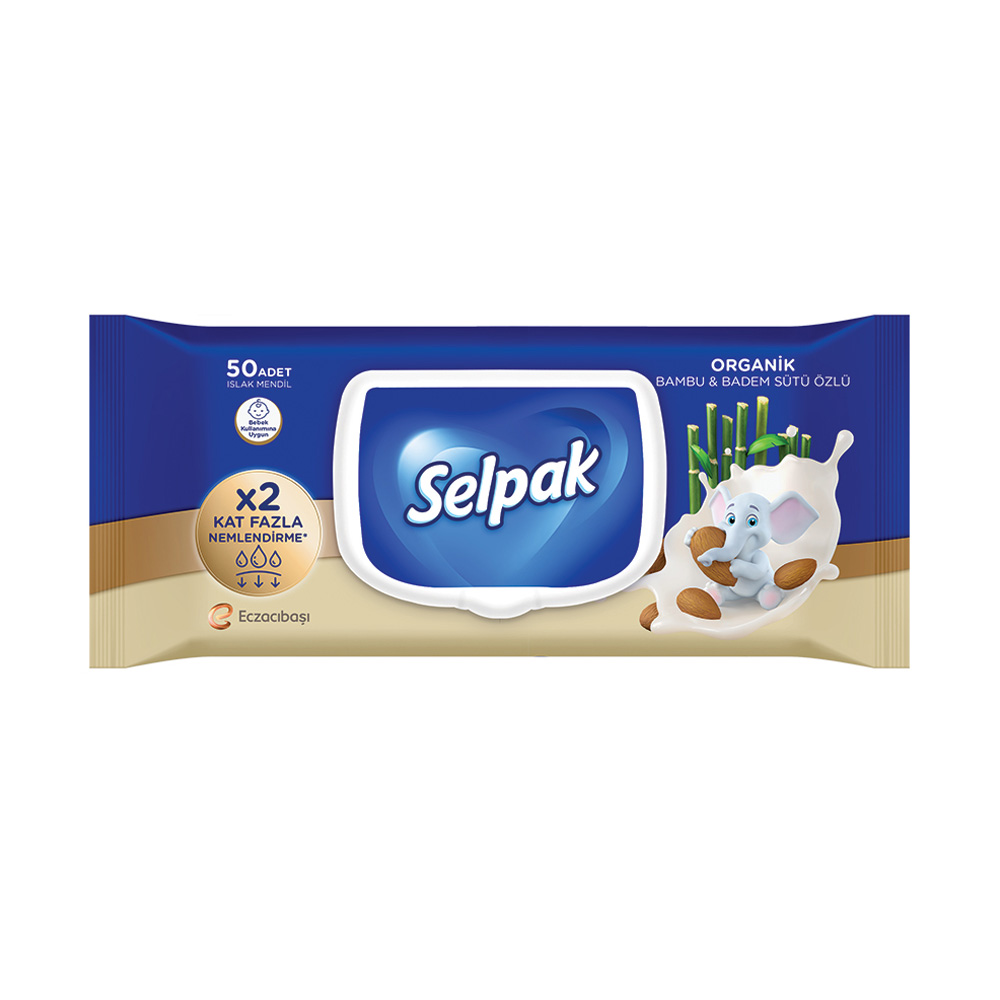 Selpak Islak Mendil Organik 50 li Badem Sütlü