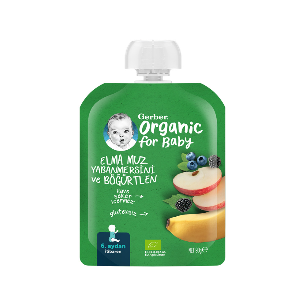 Gerber Organik Muz Yabanmersinli Böğürtlen Püresi 90gr