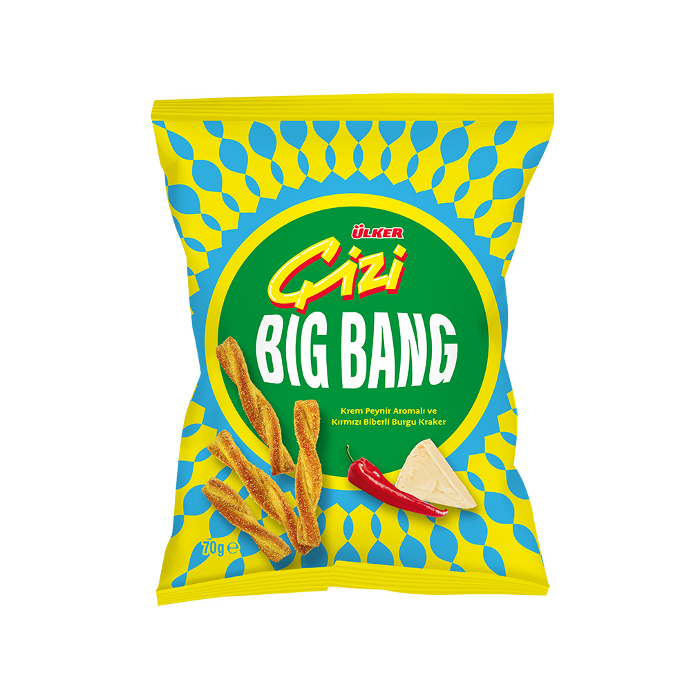 Ülker Çizi Big Bang Krem Peynir Kırmızı Biberli Burgu Kraker 70 gr