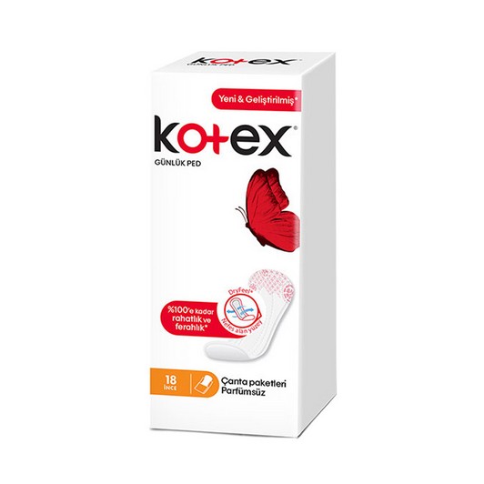 Kotex İnce Günlük Ped Parfümsüz 18 li
