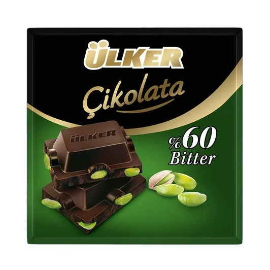 Ülker Kare Çikolata Antep Fıstıklı Bitter 65 gr
