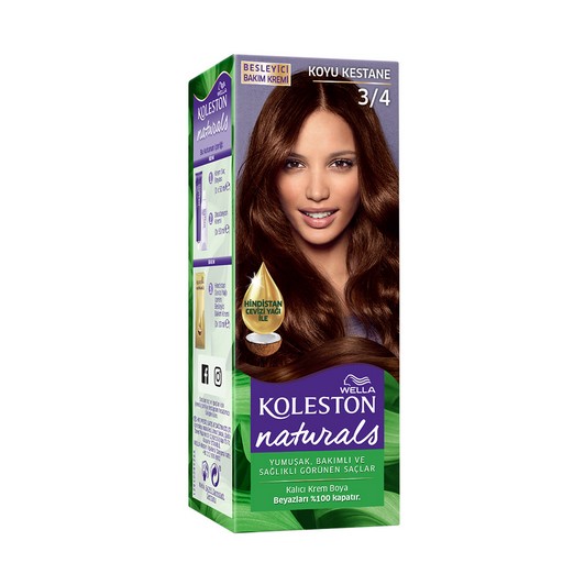 Wella Koleston Naturals Saç Boyası 3/4 Koyu Kestane