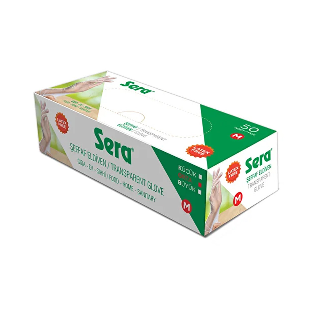 Sera Şeffaf Eldiven Orta Boy 50 li