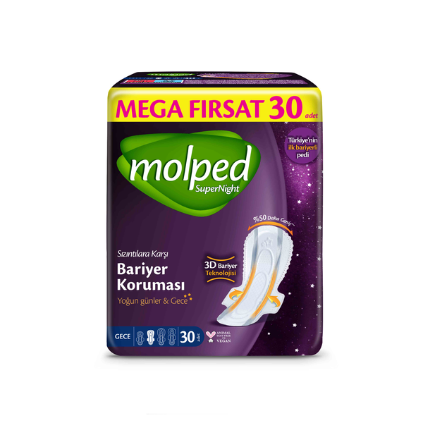 Molped Supernight Gece Mega Fırsat Hijyenik Ped 30'lu
