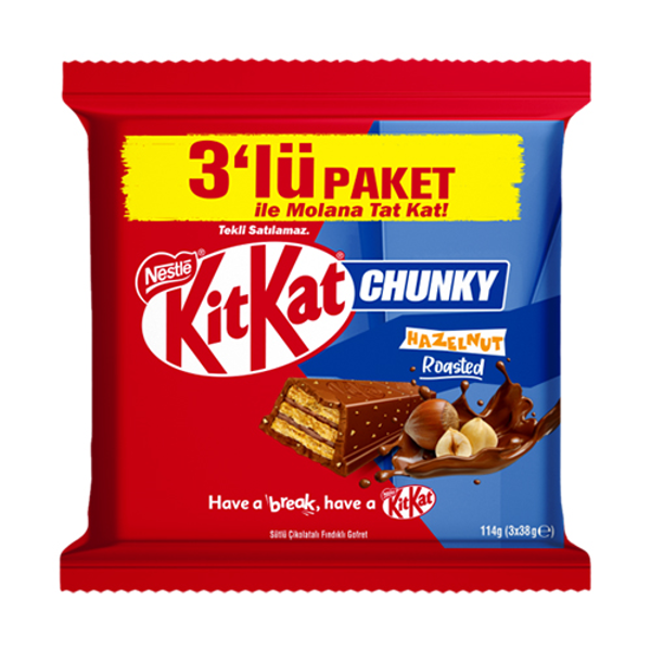 Nestle Kitkat Chunky Fındıklı Gofret 3'lü 114 g