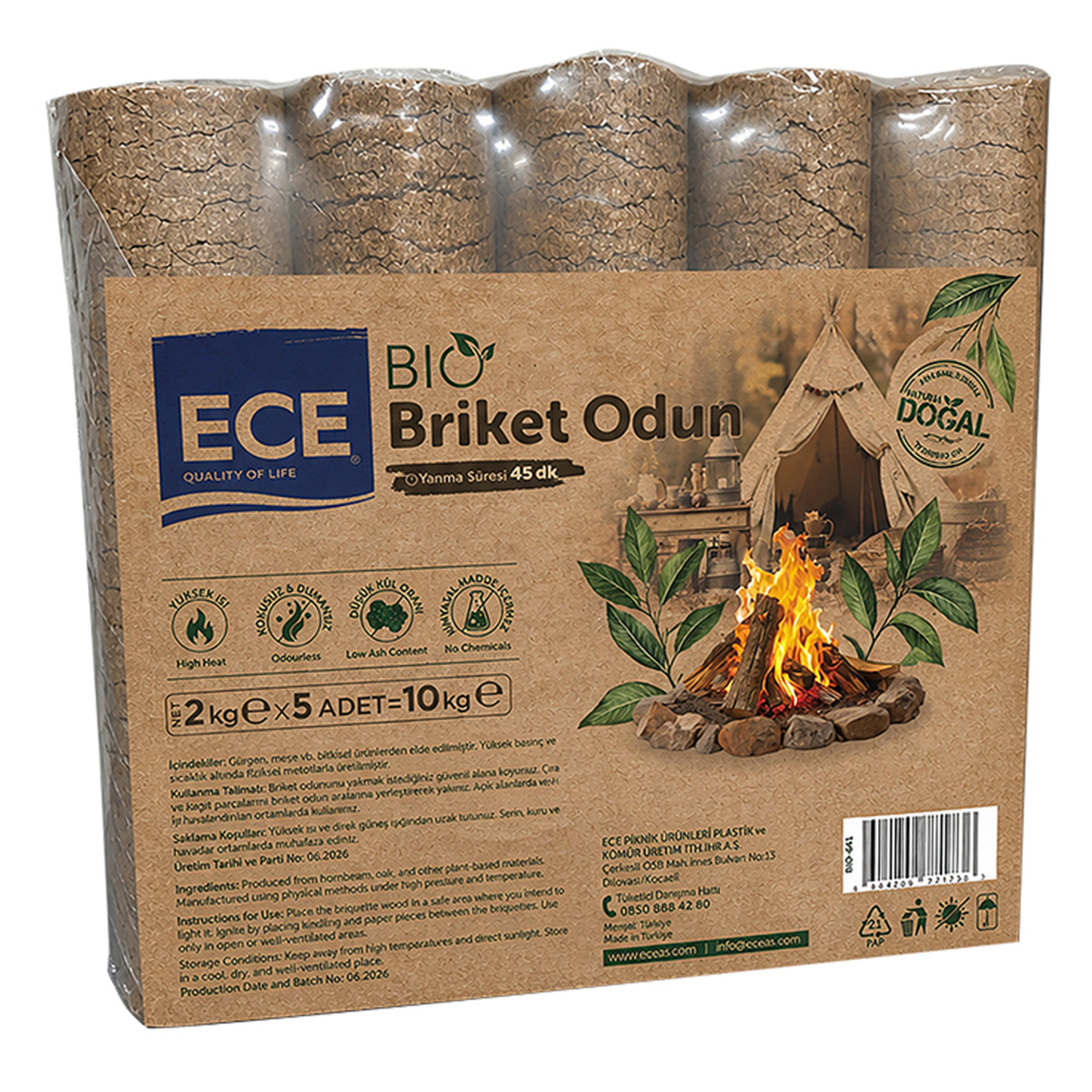 Ece Bio Briket Odun 5''li 10 Kg