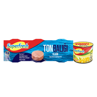 Superfresh Ayçiçek Yağlı Ton Balığı 3 x 75 G+ Mısır 200 G