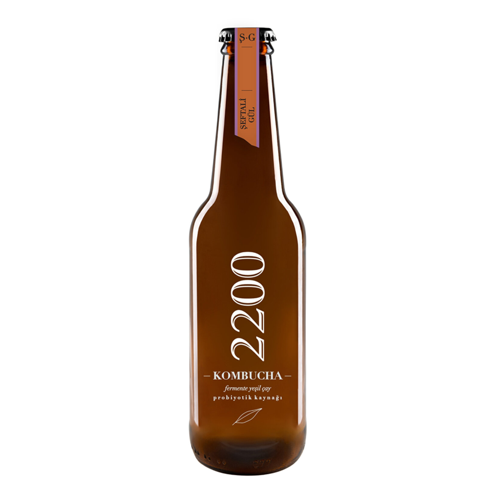 Kombucha 2200 Fermente Yeşil Çay Şeftali Gül 330Ml