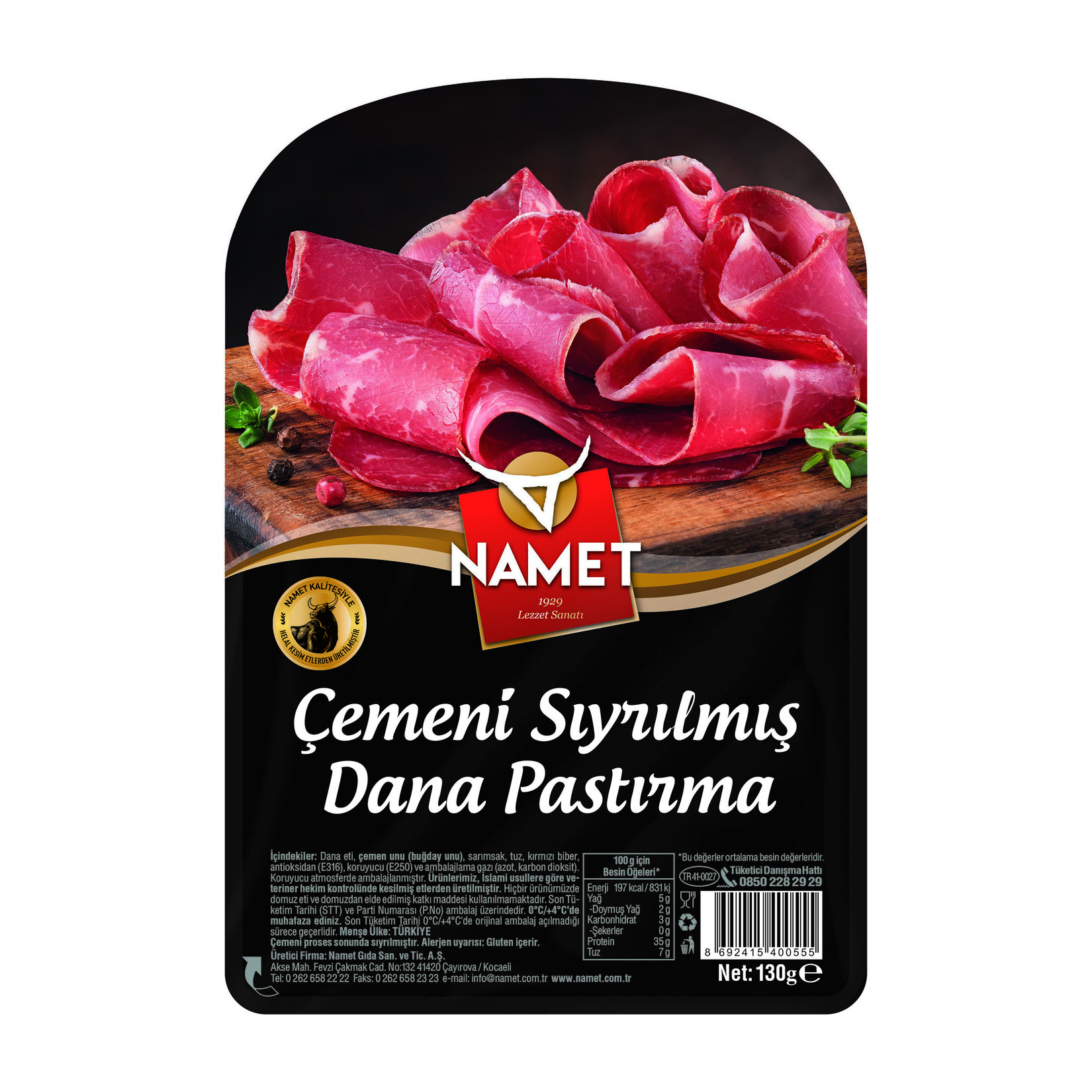 Namet Çemeni Sıyrılmış Dilimli Pastırma 130 G