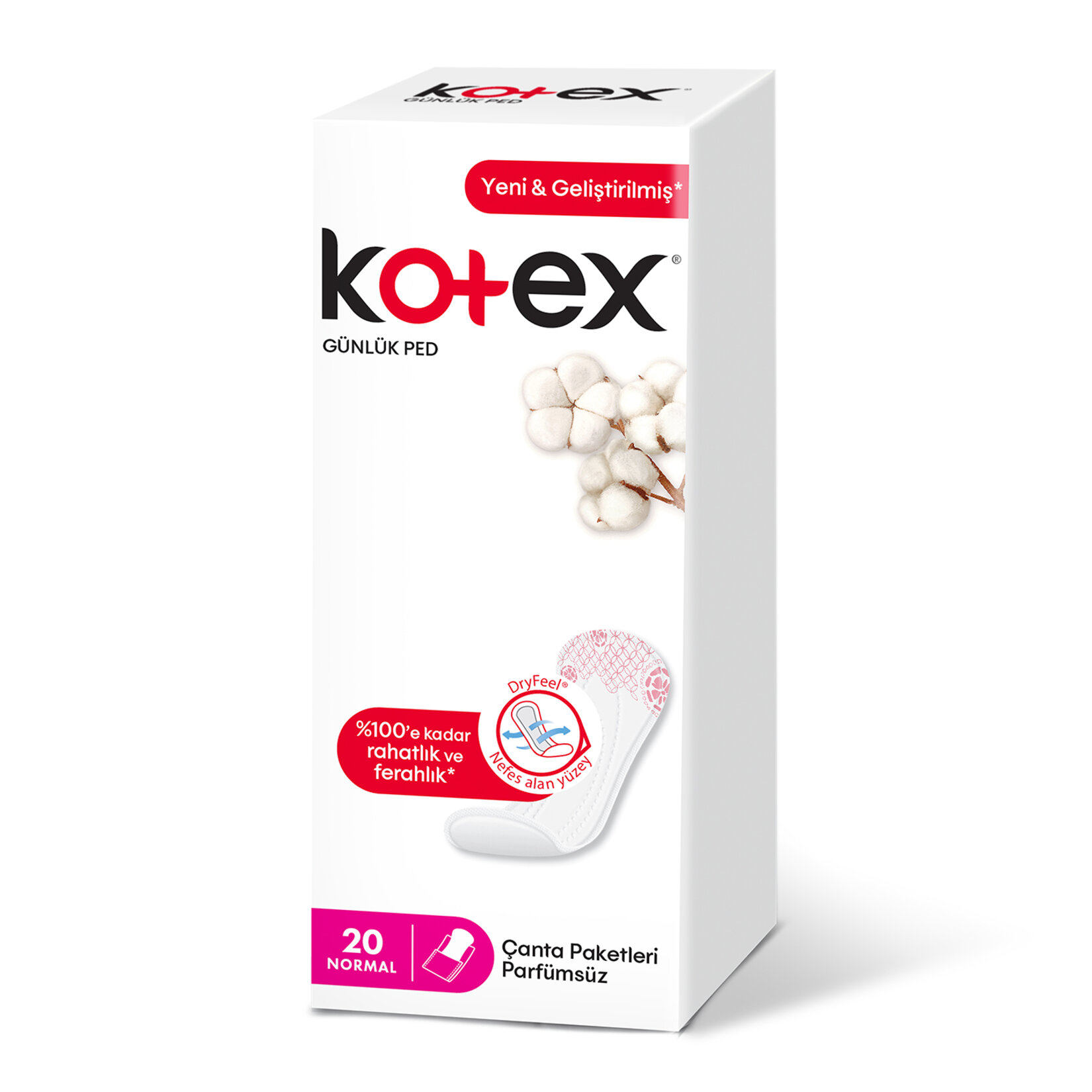 Kotex Günlük Ped Normal Tekli Paket 20 Ped