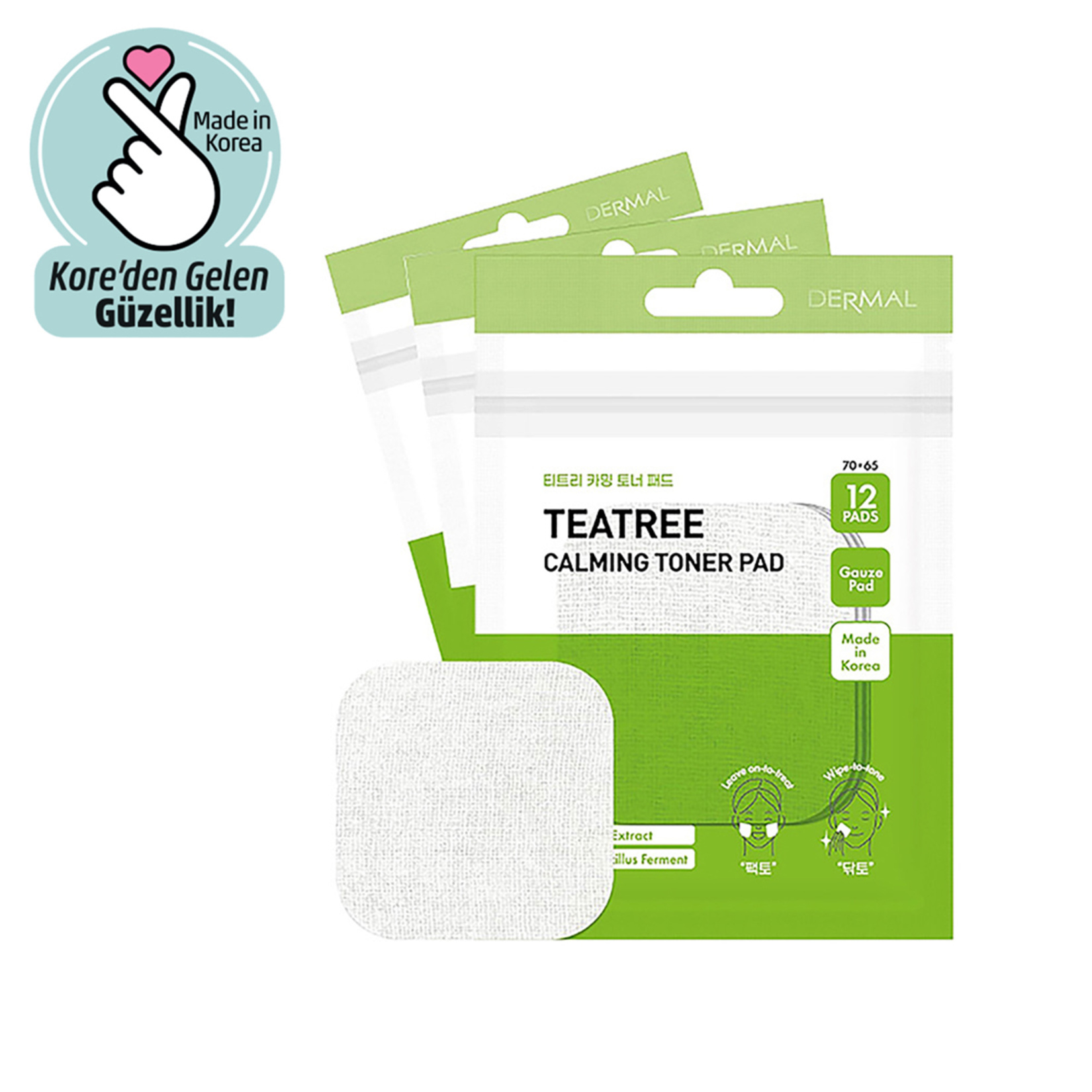 Dermal Teatree Calming Toner Cotton 12 Ped