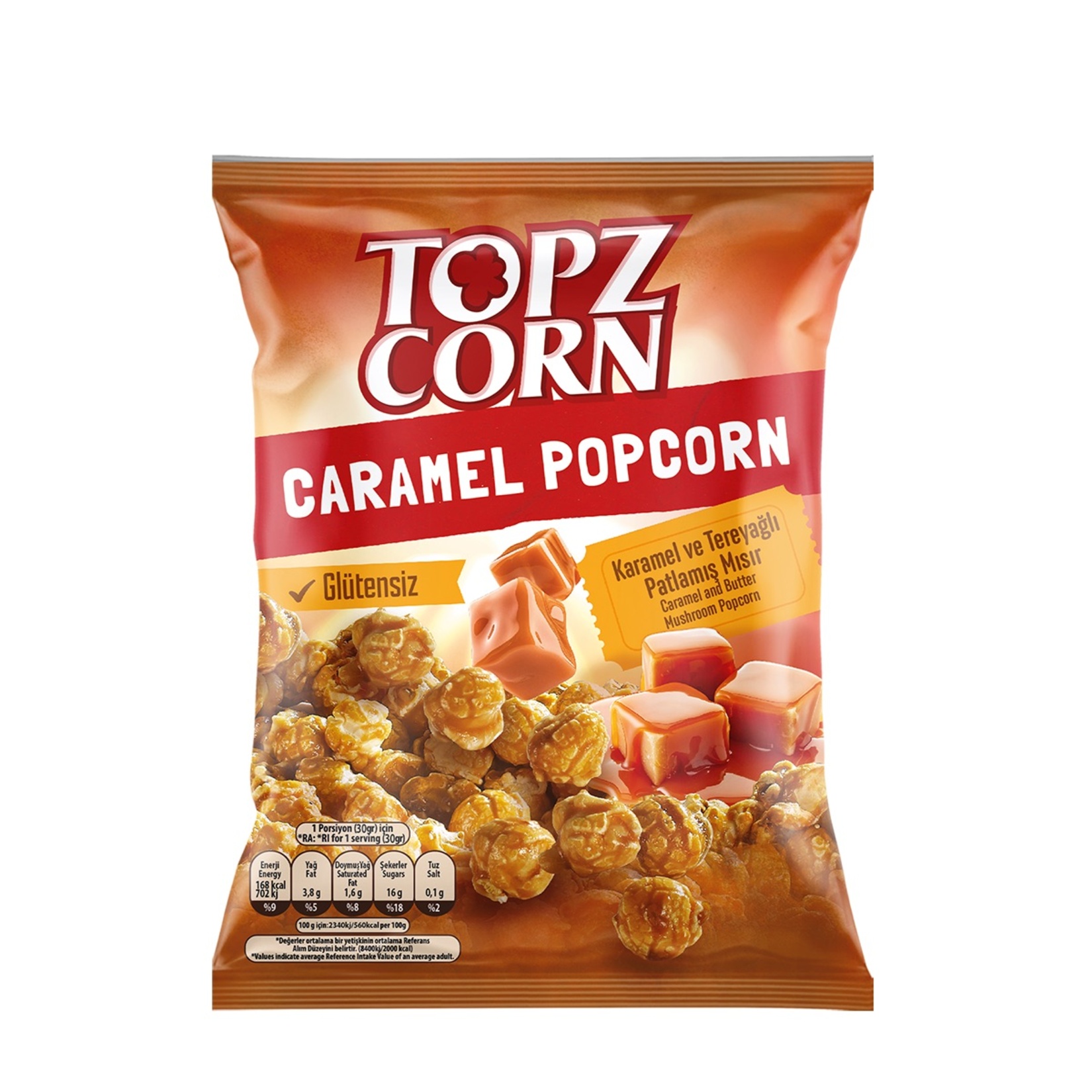 Topzcorn Karamel & Tereyağlı Glütensiz Popcorn 100 G