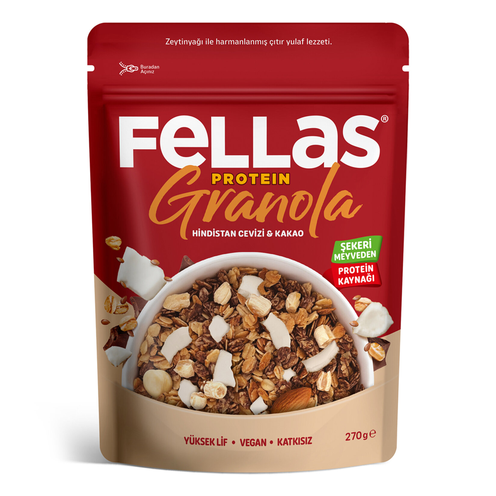 Fellas Vegan Protein Granola Hindistan Cevizi & Kakao 270G