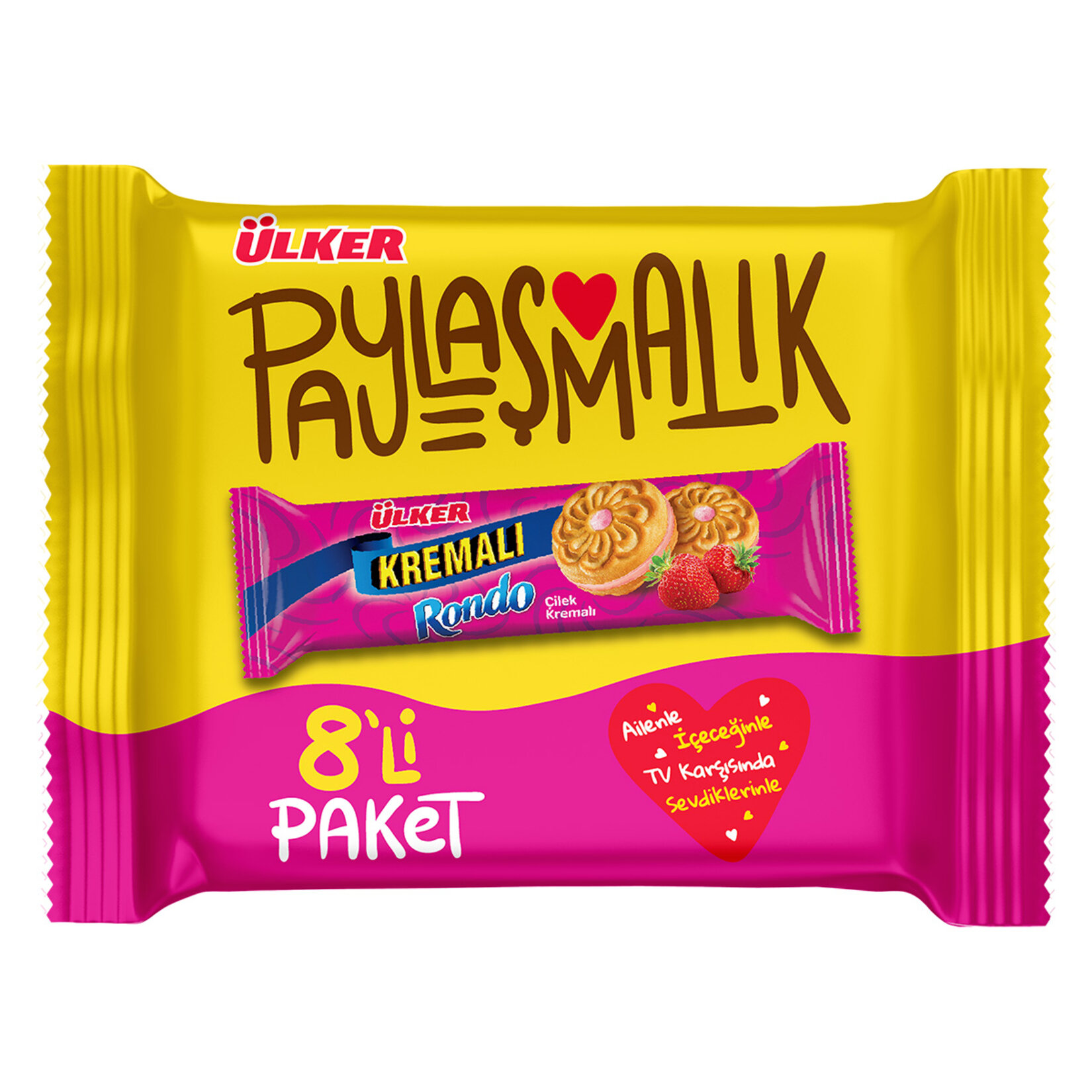 Ülker Kremalı Rondo Çilekli Bisküvi 8 x 61 G