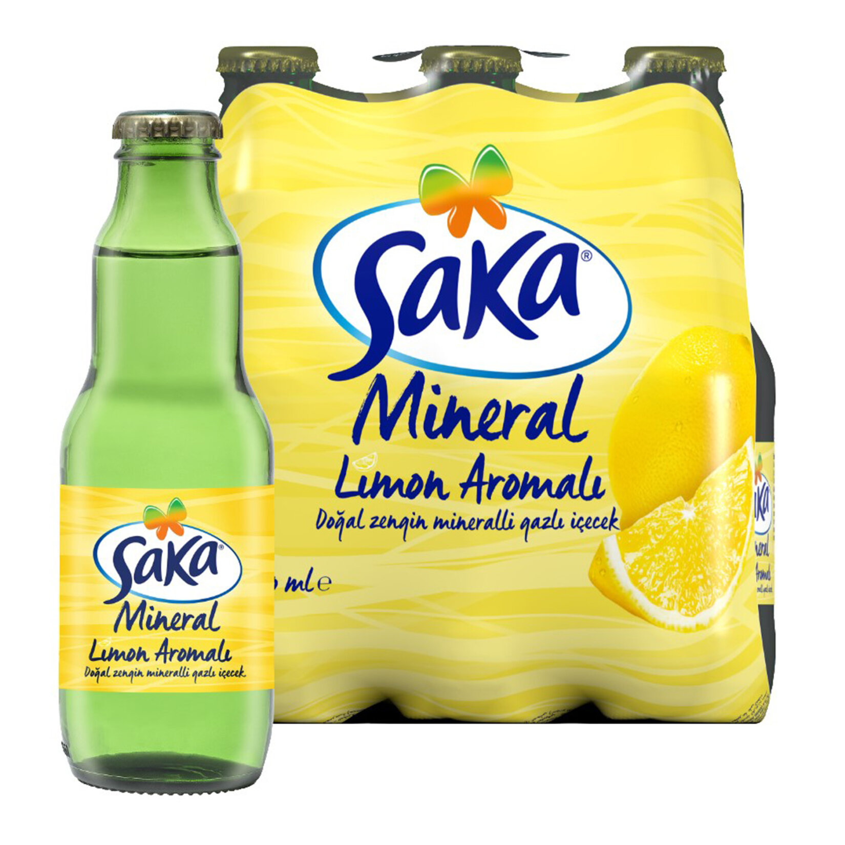 Saka Limon Aromalı Doğal Zengin Mineralli Gazlı İçecek 6 x 200 Ml
