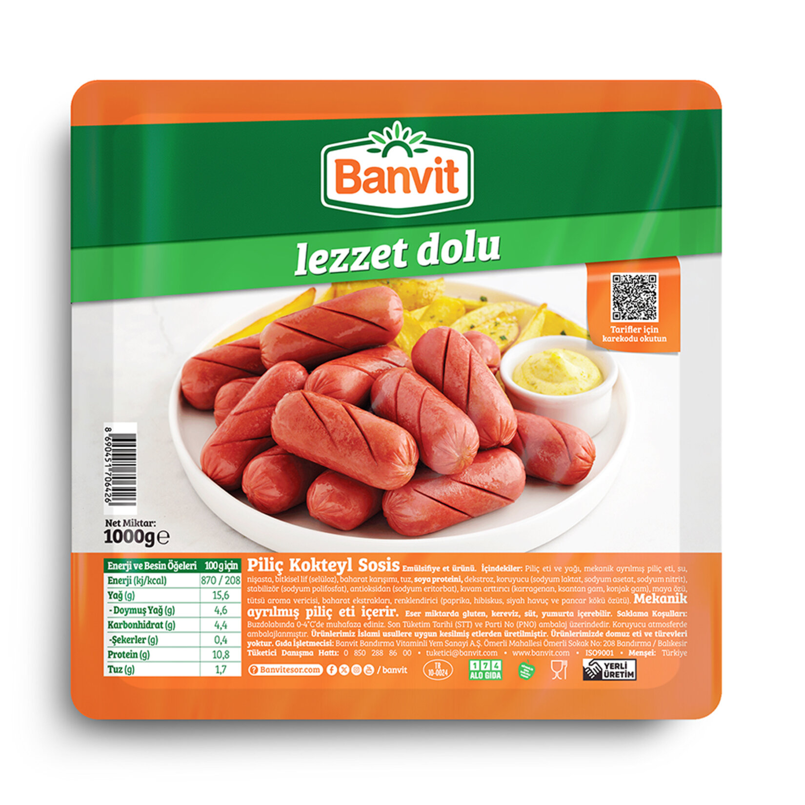 Banvit Piliç Kokteyl Sosis 1000 G