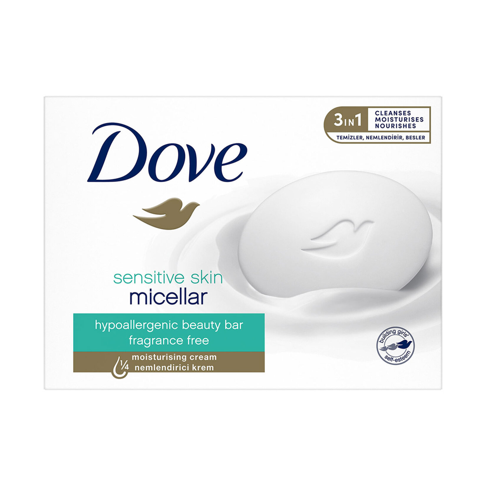 Dove Beauty Cream Bar Katı Güzellik Sabunu Micellar Hassas Ciltler İçin Nemlendirici Etkili 90 G