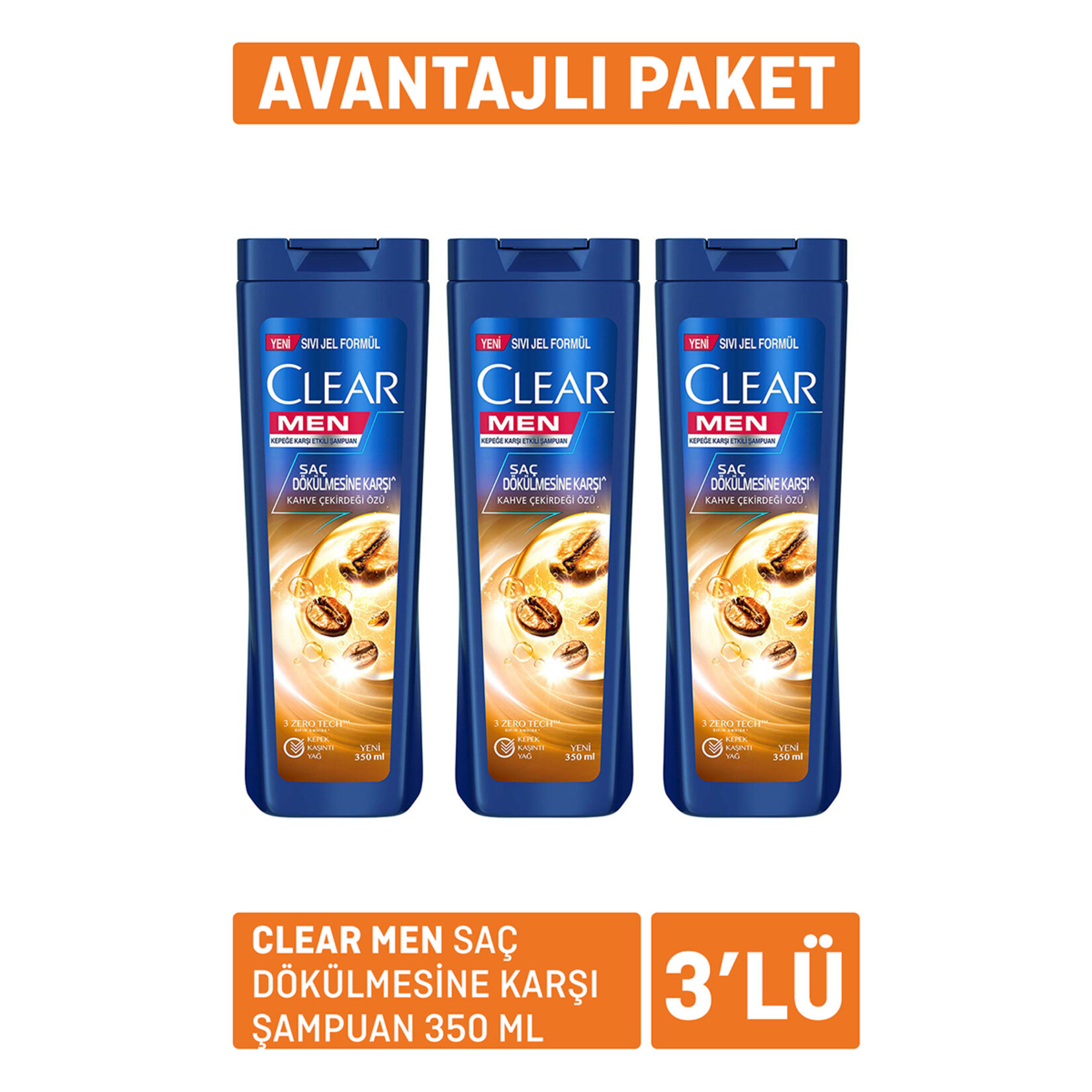Clear Men Saç Dökülmesine Karşı Şampuan 3 x 350Ml