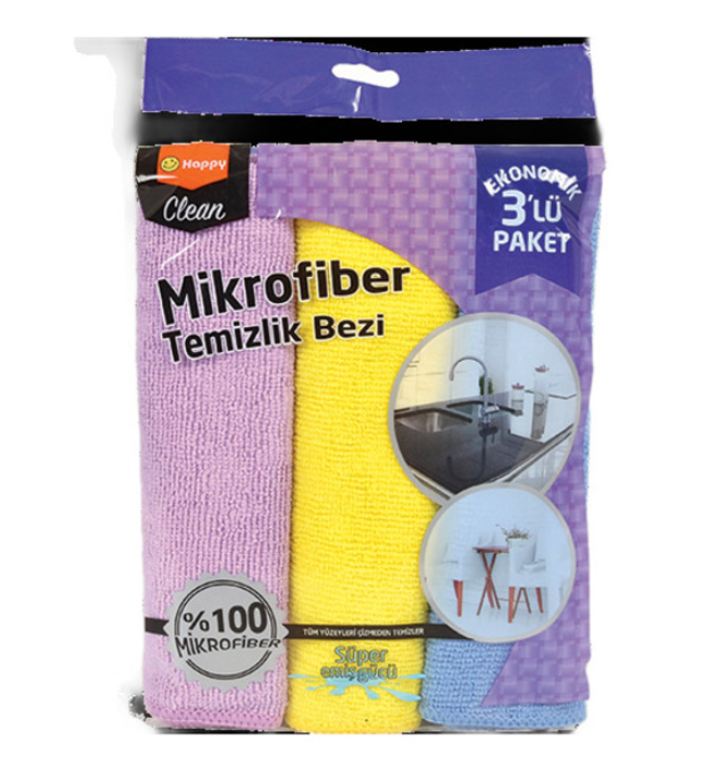 Happy Clean 3 lu M.Fıber Temızlık Bezı Setı